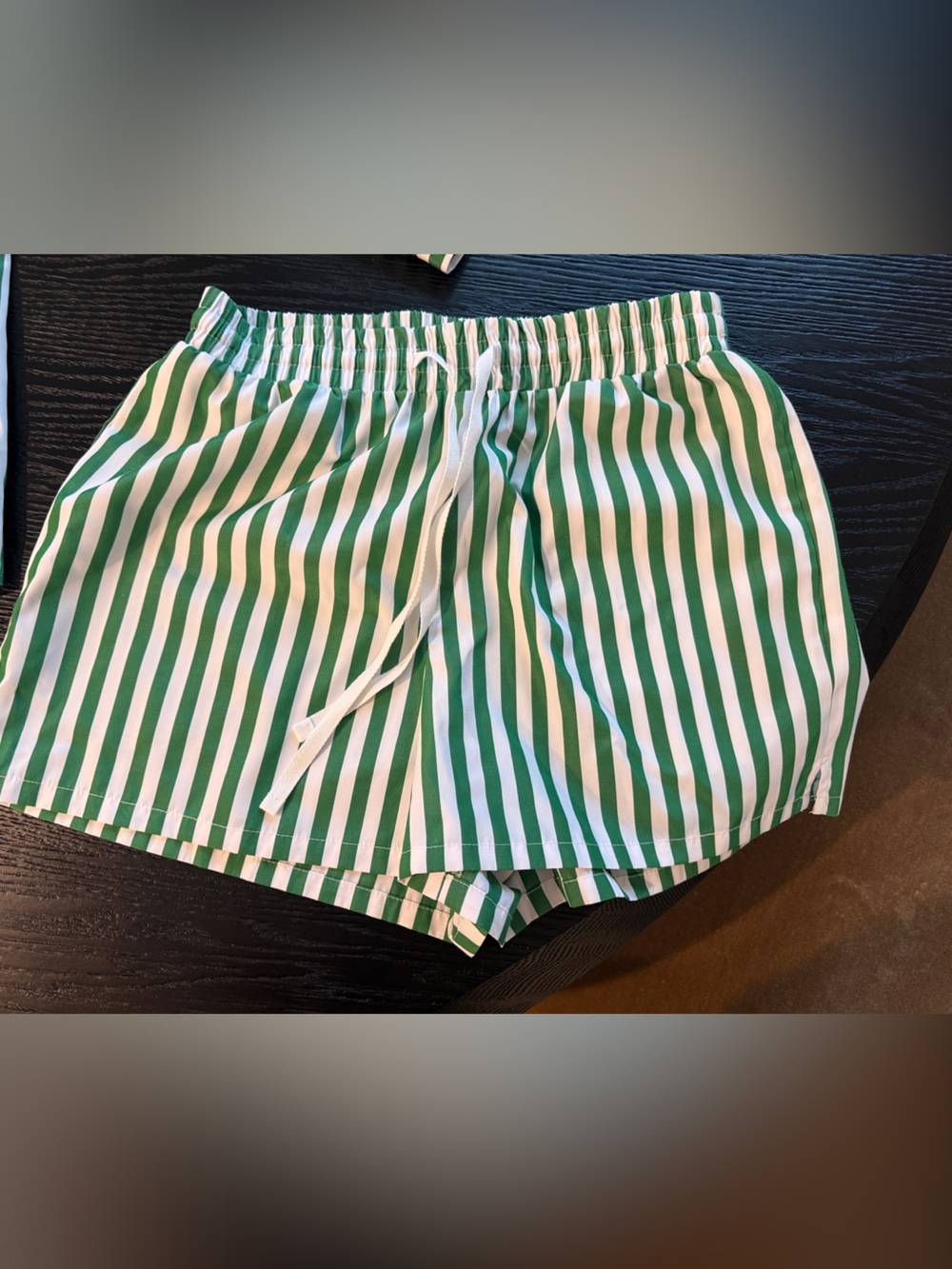 NWOT Gianni Bini Green & White Vertical Stripe Matching Top + Drawstring Shorts
